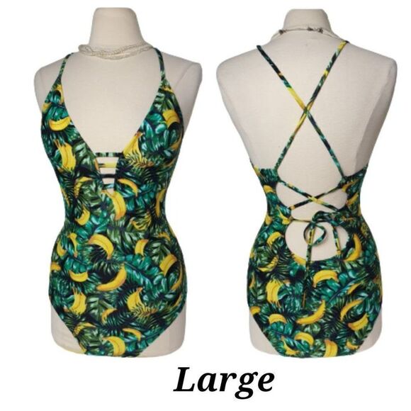 Women's Swimsuit L Sexy Slimming Tummy Control Strappy One Piece size Lg NWOT - Picture 1 of 9
